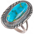 sz7 vintage Navajo sterling silver ring with nice gem turquoise