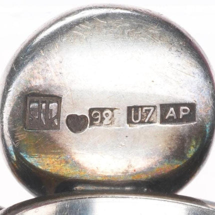 sz6 Vintage modernist sterling silver peach moonstone art deco ring