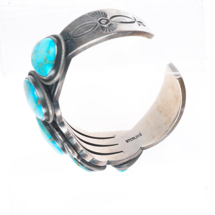 6.3" Jacob Morgan Navajo sterling silver high grade turquoise cuff bracelet