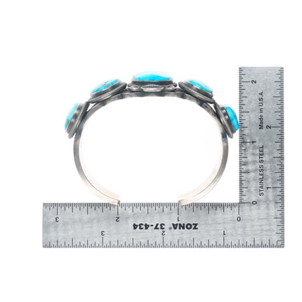 6.3" Jacob Morgan Navajo sterling silver high grade turquoise cuff bracelet