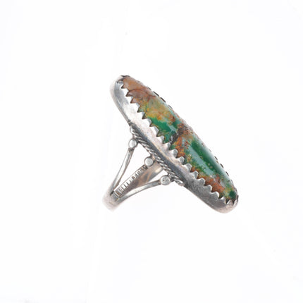 sz4 1930's Navajo sterling silver Cerrillos turquoise long pointy ring