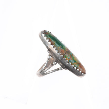 sz4 1930's Navajo sterling silver Cerrillos turquoise long pointy ring