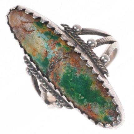 sz4 1930's Navajo sterling silver Cerrillos turquoise long pointy ring