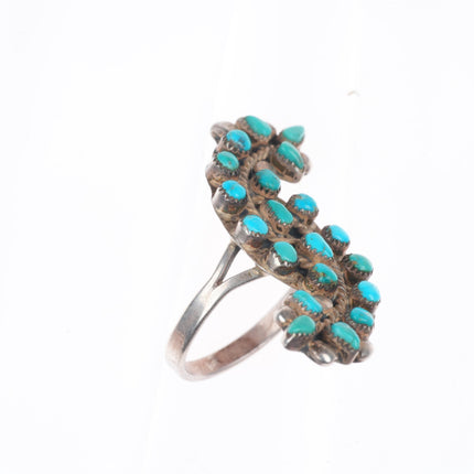 sz8 vintage Zuni sterling silver snake eye turquoise cluster ring