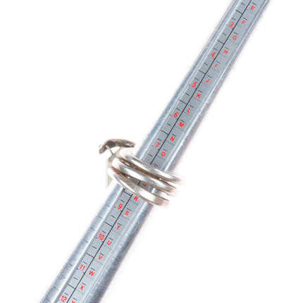 sz8.5 vintage modernist sterling silver heavy coiled swiveling crystal ring