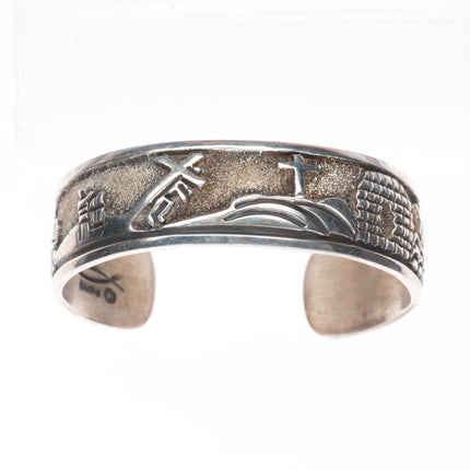 6.2" Roger John Navajo sterling silver resurrection cross cuff bracelet