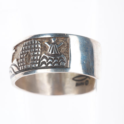 6.2" Roger John Navajo sterling silver resurrection cross cuff bracelet