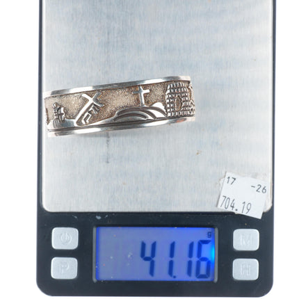 6.2" Roger John Navajo sterling silver resurrection cross cuff bracelet