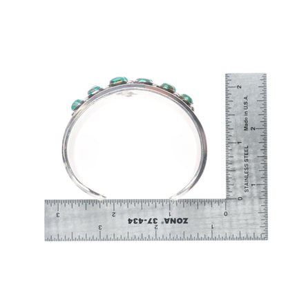 6.35" Fred Guerro Navajo sterling silver Royston Turquoise cluster cuff bracelet