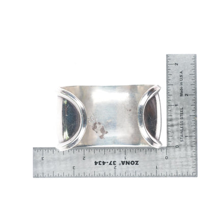 6.35" Fred Guerro Navajo sterling silver Royston Turquoise cluster cuff bracelet