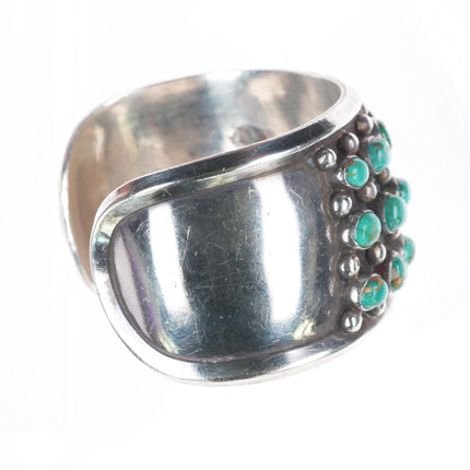 6.35" Fred Guerro Navajo sterling silver Royston Turquoise cluster cuff bracelet