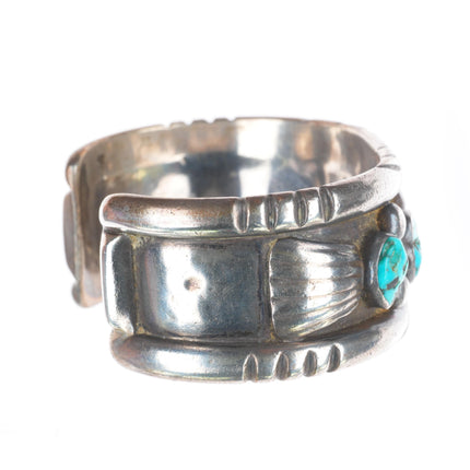 7" Vintage Navajo  sterling silver natural turquoise nugget cuff bracelet