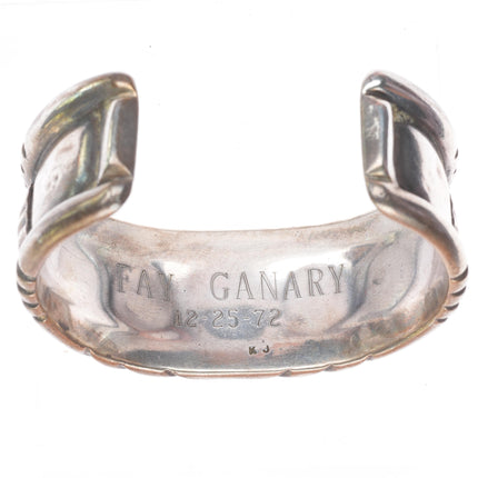 7" Vintage Navajo  sterling silver natural turquoise nugget cuff bracelet