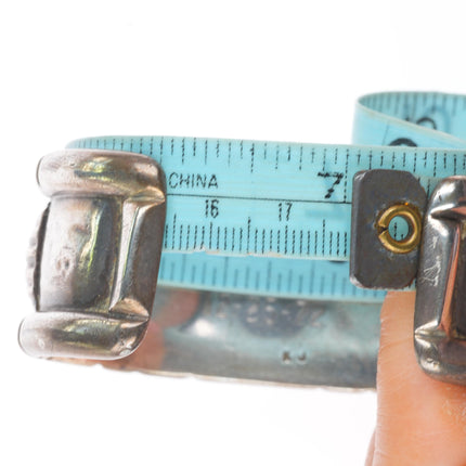 7" Vintage Navajo  sterling silver natural turquoise nugget cuff bracelet