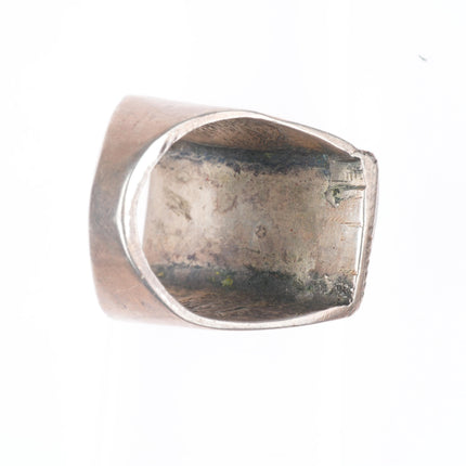 sz10 vintage Zuni sterling silver carved turquoise channel inlay size 10 ring