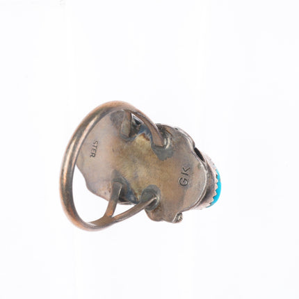 sz9 GK Navajo vintage sterling silver two stone turquoise size 9 ring