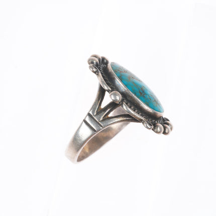 sz8 vintage Southwestern sterling silver spiderweb turquoise fred harvey ring