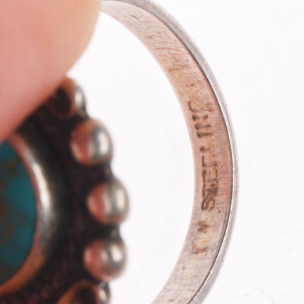 sz8 vintage Southwestern sterling silver spiderweb turquoise fred harvey ring
