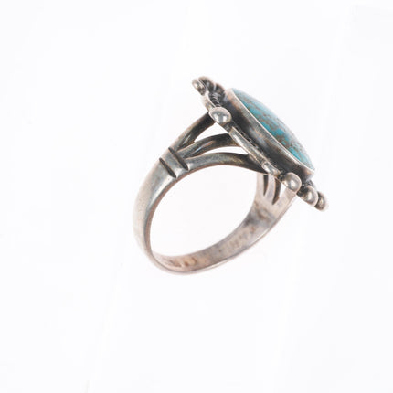 sz8 vintage Southwestern sterling silver spiderweb turquoise fred harvey ring