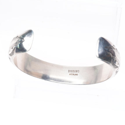 6.8" Albert Bighand Navajo sterling silver deep stamped domed cuff bracelet