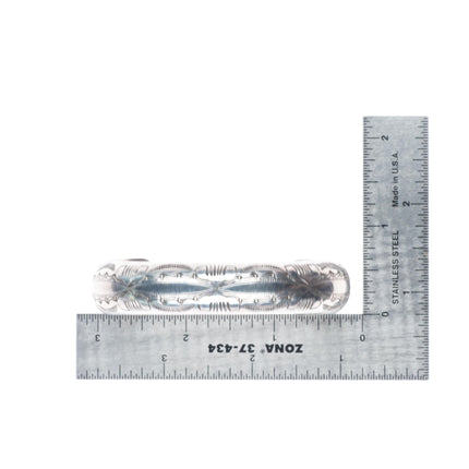 6.8" Albert Bighand Navajo sterling silver deep stamped domed cuff bracelet