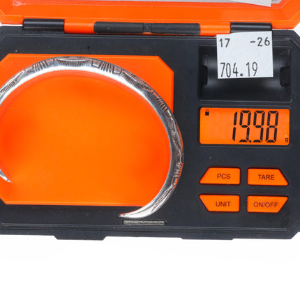 6.8" Albert Bighand Navajo sterling silver deep stamped domed cuff bracelet