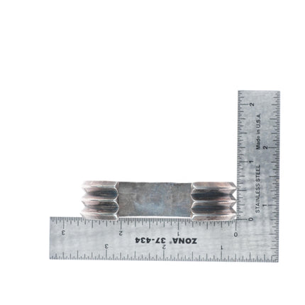 6.6" Vintage Navajo deep stamped sterling silver triple carinated cuff bracelet
