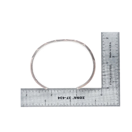 6.6" Vintage Navajo deep stamped sterling silver triple carinated cuff bracelet