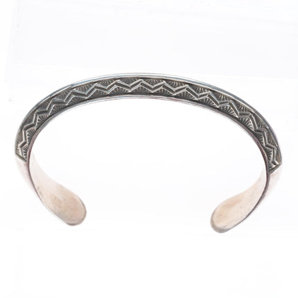 6.5" Lyle Secatero Navajo carinated sterling silver deep stamped cuff bracelet