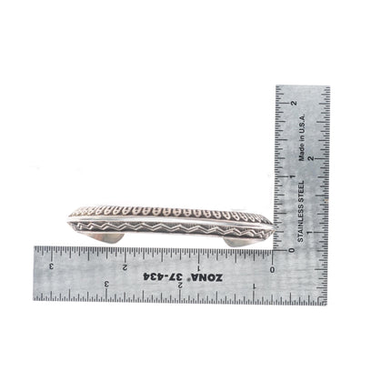 6.5" Lyle Secatero Navajo carinated sterling silver deep stamped cuff bracelet