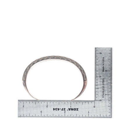 6.5" Lyle Secatero Navajo carinated sterling silver deep stamped cuff bracelet