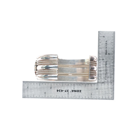 6.6" vintage Zuni/Navajo sterling silver turquoise sunface inlay cuff bracelet