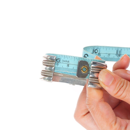 6.6" vintage Zuni/Navajo sterling silver turquoise sunface inlay cuff bracelet