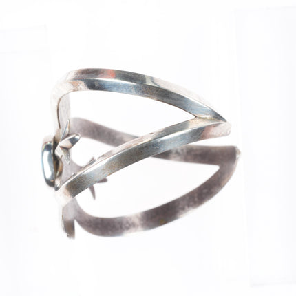 6.6" 1950 vintage Navajo high grade turquoise cast sterling silver cuff bracelet