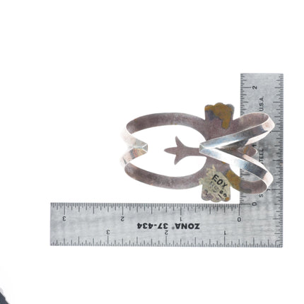 6.6" 1950 vintage Navajo high grade turquoise cast sterling silver cuff bracelet