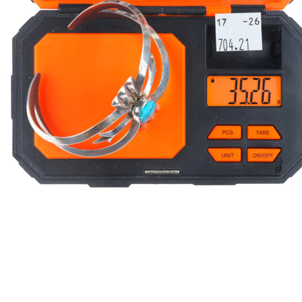 6.6" 1950 vintage Navajo high grade turquoise cast sterling silver cuff bracelet