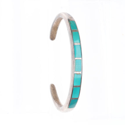 6.25" c1950 Vintage Zuni sterling silver Sleeping Beauty turquoise cuff bracelet