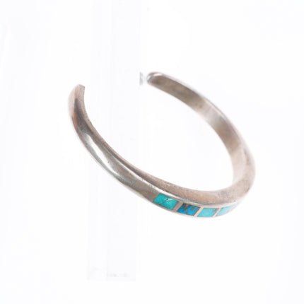 6" c1950 Vintage Zuni sterling silver spiderweb turquoise cuff bracelet