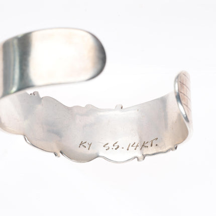 6.25" Kyle Leister modernist 14k gold/Sterling silver cuff bracelet