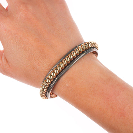 Shirley Tahe Navajo Sterling silver gold filled twisted wire cuff bracelet