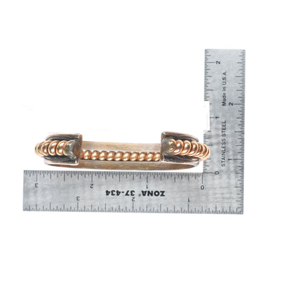 Shirley Tahe Navajo Sterling silver gold filled twisted wire cuff bracelet