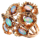 sz8 retro 14k yellow gold gold natural opal cluster women's ring
