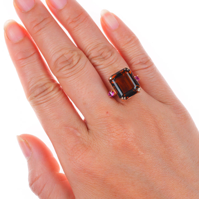 sz6 retro Madeira Citrine and ruby 14k yellow gold women's ring size 6