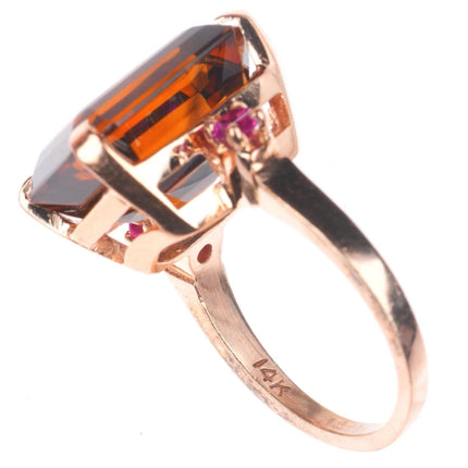 sz6 retro Madeira Citrine and ruby 14k yellow gold women's ring size 6