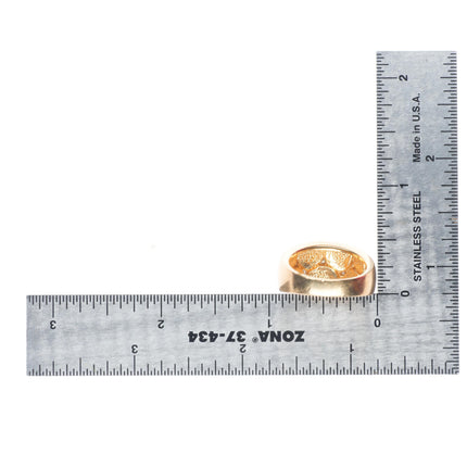 sz7 retro 14k yellow gold, diamond, turquoise, onyx inlay size 7 women's ring