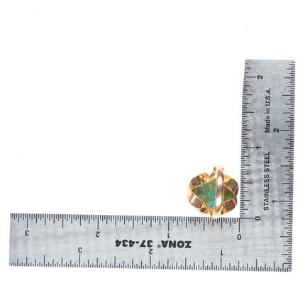 sz6.5 antique 14k yellow gold turquoise art nouveau women's size 6.5 ring