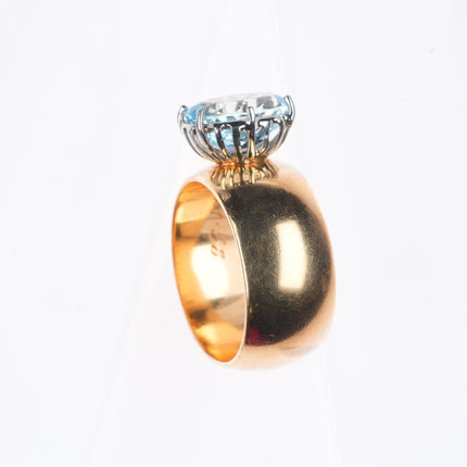 sz9 1950's retro 14k yellow gold blue topaz women's statement size 9 ring