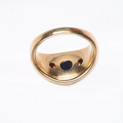 sz12.5 retro men's 14k yellow gold, diamond, blue star sapphire size 12.5 ring