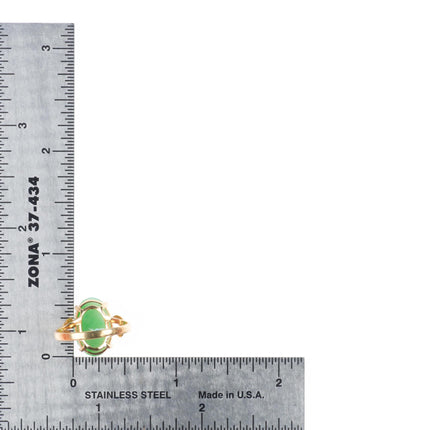 sz6 14k yellow gold retro Moss in Snow green Jadeite Jade women's size 6 ring