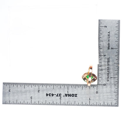 sz7 14k yellow gold antique Chinese green Jadeite jade size 7 women's ring